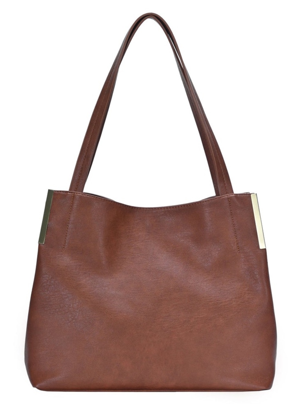 Madison West Brown Tote with Gold Accents